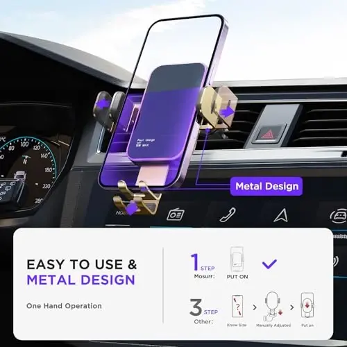 Wireless Car Charger,【7 Colored RGB Backlit】 15W Auto Clamping Phone Holders for Your Car for iPhone 16 15 14 13 12 Mini Pro Max 11 XR XS X, Samsung Galaxy S24 Ultra S23 S22 S21+ Note 20, etc - Gold - 5