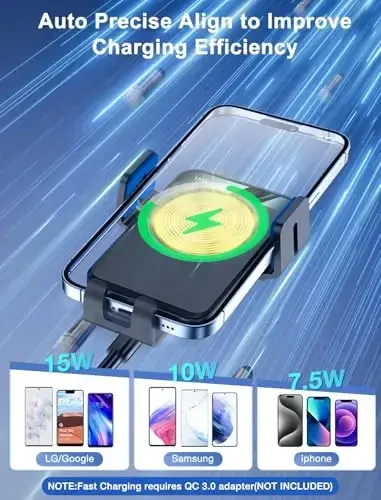 Wireless Car Charger, MOKPR Auto-Clamping Car Mount 15W/10W/7.5W Fast Charging Air Vent Car Phone Mount Compatible with iPhone 16 15/14/13/13 Pro/12 Pro Max/12 pro/12/11/10/8 Series, Samsung Galaxy - MOKPR (1)