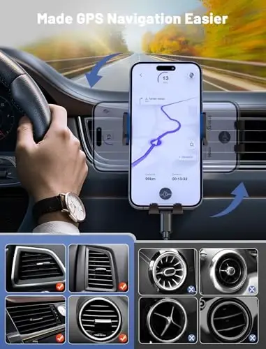 Wireless Car Charger, MOKPR Auto-Clamping Car Mount 15W/10W/7.5W Fast Charging Air Vent Car Phone Mount Compatible with iPhone 16 15/14/13/13 Pro/12 Pro Max/12 pro/12/11/10/8 Series, Samsung Galaxy - 3
