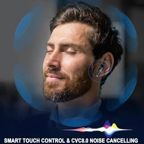 Wireless Bluetooth 5.4 Earbuds, Ear Buds LED Power Display Headphones 6D Stereo, Bluetooth Earbuds in-Ear Noise Cancelling Mic, 40H Playback Mini Case IP7 Waterproof Sports Earphones for Android iOS - JXREV (1)