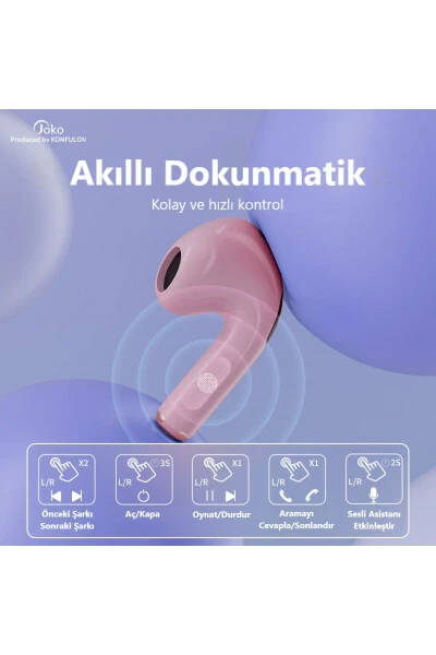 Kablosuz Kulakiçi Bluetooth Kulaklık Ios Android Uyumlu Ultra Ses Kedi Kulaklık Kutusuz Bağlantı-Pembe - 3
