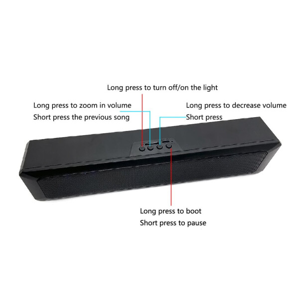 Kablosuz Bluetooth Soundbar Ev Sineması Bilgisayar Hoparlör Çubuğu - TV/PC/Telefonlar/Tabletler için 3D Surround Ses Çubuğu - 8