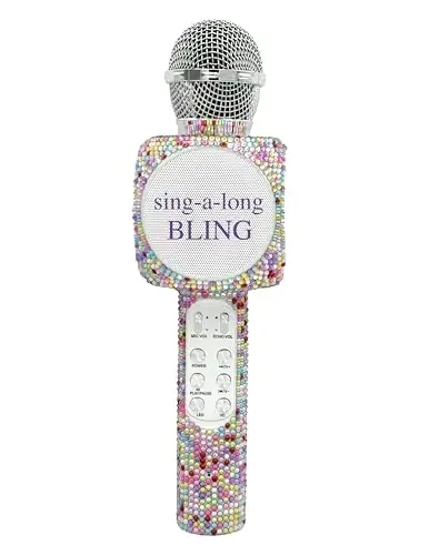 Wireless Express - Sing-Along Bling Bluetooth Karaoke Microphone and Bluetooth Stereo Speaker All-in-One (Confetti Bling) - 1