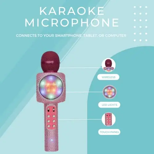 Wireless Express - Sing-Along Bling Bluetooth Karaoke Microphone and Bluetooth Stereo Speaker All-in-One (Pink Bling) - 3
