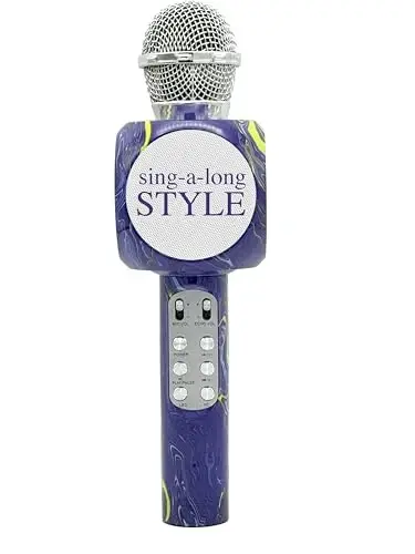 Wireless Express - Sing-Along Bling Bluetooth Karaoke Microphone and Bluetooth Stereo Speaker All-in-One (Swirl Purple) 