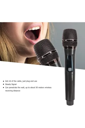 Kablosuz Karaoke Çift Mikrofon6.35mm Sahne Parti Aktivite Amfi Hoparlör Bluetoothsuz TTD-M12 - 6