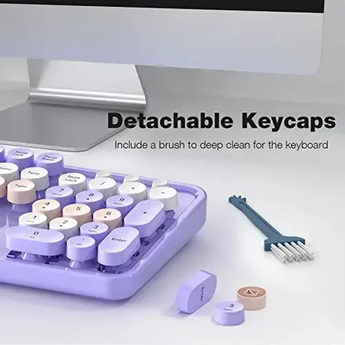 Wireless Keyboard Mouse Combo - GEEZER Deep Purple Full-Sized Colorful Keyboard 104 Keys - USB 2.4 G Receiver Plug Play with Round Keycap Typewriter Keyboards, for Windows, PC, Laptop, Desktop - 5