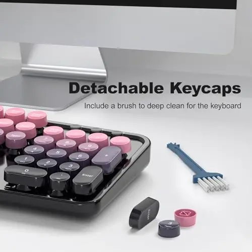 Kablosuz Klavye ve Fare Kombinasyonu - GEEZER Gül-Pembe Degrade Tam Boy Renkli Klavye 104 Tuş - USB 2.4 G Alıcı Tak Çalıştır Yuvarlak Tuş Kapaklı Daktilo Klavyeleri, Windows, Bilgisayar, Dizüstü Bilgisayar için - 5