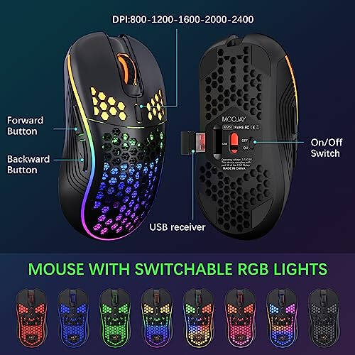 Kablosuz Klavye ve Fare RGB Arkaplan Aydınlatmalı Kombosu, MOOJAY Şarj Edilebilir 2.4G Aydınlatmalı Kablosuz Oyun Klavyesi Ergonomik Kablosuz Kablolu Çift Modlu Fare Seti ile, PC/Dizüstü Bilgisayar/Windows/Mac için - Siyah - 4