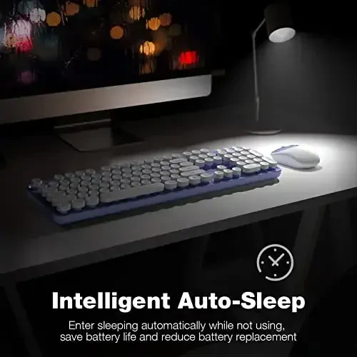 Wireless Keyboard and Mouse Combo - GEEZER Purple-White Full-Sized Colorful Keyboard 104 Keys - USB 2.4 G Receiver Plug and Play with Round Keycap Typewriter Keyboards, for Windows, PC, Laptop - 4