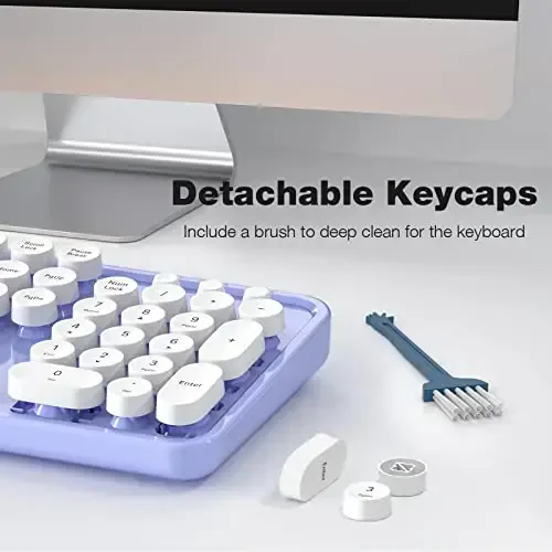 Wireless Keyboard and Mouse Combo - GEEZER Purple-White Full-Sized Colorful Keyboard 104 Keys - USB 2.4 G Receiver Plug and Play with Round Keycap Typewriter Keyboards, for Windows, PC, Laptop - 5