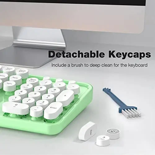 Wireless Keyboard and Mouse Combo - GEEZER Green-White Full-Sized Colorful Keyboard 104 Keys - USB 2.4 G Receiver Plug and Play with Round Keycap Typewriter Keyboards, for Windows, PC, Laptop, Desktop - 5