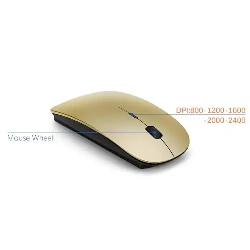 Wireless Keyboard and Mouse Ultra Slim Combo, TopMate 2.4G Silent Compact USB 2400DPI Mouse and Scissor Switch Keyboard Set with Cover, Batteries Included, for PC/Laptop/Windows/Mac - Gold Black - 2