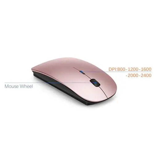 Wireless Keyboard and Mouse Ultra Slim Combo, TopMate 2.4G Silent Compact USB 2400DPI Mouse and Scissor Switch Keyboard Set with Cover, Batteries Included, for PC/Laptop/Windows/Mac - Rose Gold Black - 2