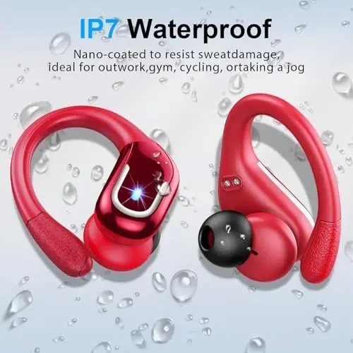 Wireless Earbud, 75Hrs Bluetooth 5.4 Headphones IP7 Waterproof for Sport, Running Wireless Earphones with ENC Noise Canceling Mics, Deep Bass Over Ear bud with Earhooks for Android, iOS, Workout, Gym - 5