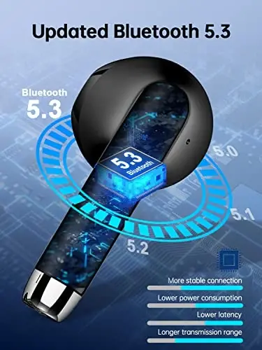 Wireless Earbud Bluetooth 5.3 Headphones 40H Playtime Earphones with HD Dou-Mic, Sports Bluetooth Headphone with Digital LCD Display, IP7 Waterproof Headphones Noise Cancelling Earbud Touch Control - 3