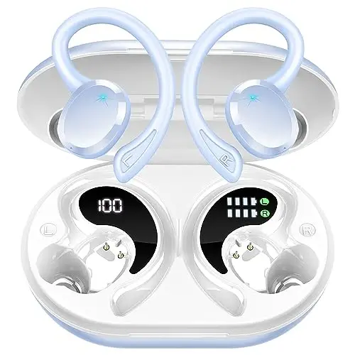 Wireless Earbud, Bluetooth 5.4 Headphones IP7 Waterproof for Sport, 48H Running Wireless Earphones with ENC Noise Cancelling Mic, Deep Bass Over Ear bud with Earhooks for Android, iOS, Workout, Gym - 1