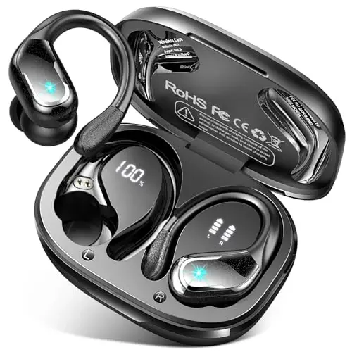 Wireless Earbud, 75Hrs Bluetooth 5.4 Headphones IP7 Waterproof for Sport, Running Wireless Earphones with ENC Noise Cancelling Mics, Deep Bass Over Ear bud with Earhooks for Android, iOS, Workout, Gym - LTINIST