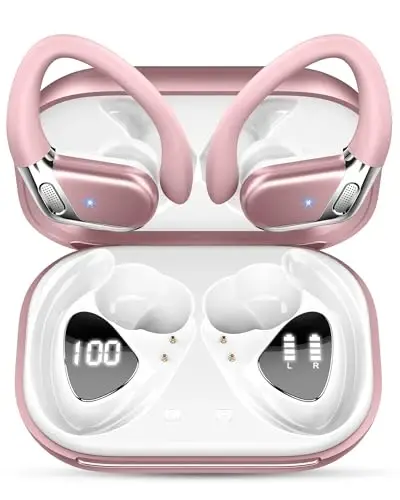 Wireless Earbud, Bluetooth 5.4 Headphones IP7 Waterproof for Sport, 50H Running Wireless Earphones with ENC Noise Cancelling Mic, Deep Bass Over Ear bud with Earhooks for Android, iOS, Workout, Gym 