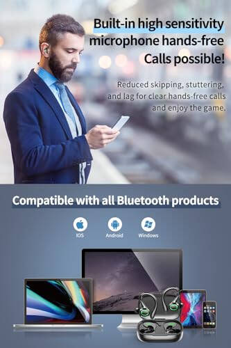 Wireless Earbuds, 60H Playback Bluetooth 5.3 Headphones,Noise Cancelling Wireless Headphones with LED Battery Display, Mics Clear Call, IPX7 Waterproof Bluetooth Earbuds for Workout Sports (BLACK) - 5