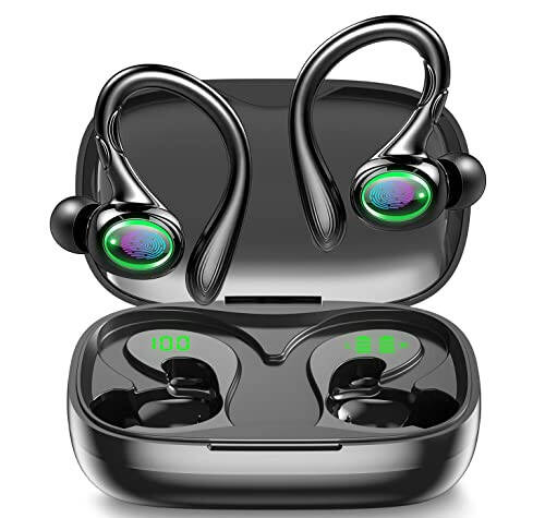 Wireless Earbuds, 60H Playback Bluetooth 5.3 Headphones,Noise Cancelling Wireless Headphones with LED Battery Display, Mics Clear Call, IPX7 Waterproof Bluetooth Earbuds for Workout Sports (BLACK) - 6