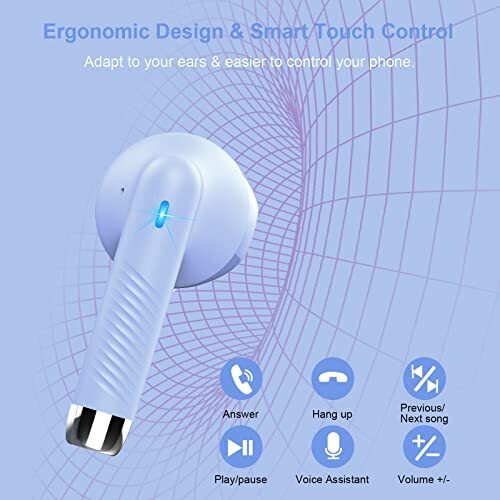 Jxrev Wireless Earbuds, Bluetooth 5.3 Headphones in Ear with Noise Cancelling Mic, Earbuds Stereo Bass, IP7 Waterproof Sports Earphones, 32H Playtime USB C Charging Ear Buds Purple for Android iOS - 4