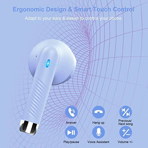 Jxrev Wireless Earbuds, Bluetooth 5.3 Headphones in Ear with Noise Cancelling Mic, Earbuds Stereo Bass, IP7 Waterproof Sports Earphones, 32H Playtime USB C Charging Ear Buds Purple for Android iOS - 4