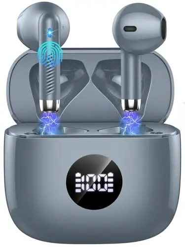 Kablosuz Kulaklıklar, Bluetooth 5.3 Kulak İçi LED Güç Ekranlı Kulaklıklar Bas Stereo, Bluetooth Kulaklıklar Gürültü Önleyici Mikrofonlu, 40 Saat Çalma Mini Kutu IP7 Su Geçirmez Spor Kulaklıkları Android iOS için - 1