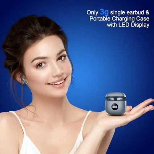 Kablosuz Kulaklıklar, Bluetooth 5.3 Kulak İçi LED Güç Ekranlı Kulaklıklar Bas Stereo, Bluetooth Kulaklıklar Gürültü Önleyici Mikrofonlu, 40 Saat Çalma Mini Kutu IP7 Su Geçirmez Spor Kulaklıkları Android iOS için - 5