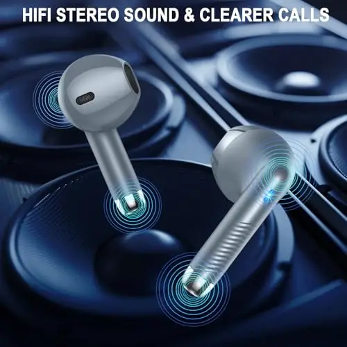Kablosuz Kulaklıklar, Bluetooth 5.3 Kulak İçi LED Güç Ekranlı Kulaklıklar Bas Stereo, Bluetooth Kulaklıklar Gürültü Önleyici Mikrofonlu, 40 Saat Çalma Mini Kutu IP7 Su Geçirmez Spor Kulaklıkları Android iOS için - 6