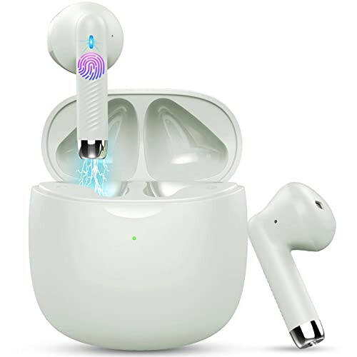 Wireless Earbuds, Bluetooth 5.4 Earbuds Stereo Bass, Bluetooth Headphones in Ear with Noise Cancelling Mic, Earphones IP7 Waterproof Sports, 32H Playtime USB C Charging Green Ear Buds for Android iOS - 1