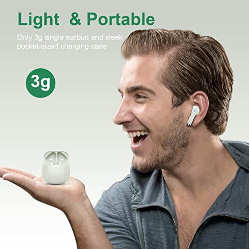 Wireless Earbuds, Bluetooth 5.4 Earbuds Stereo Bass, Bluetooth Headphones in Ear with Noise Cancelling Mic, Earphones IP7 Waterproof Sports, 32H Playtime USB C Charging Green Ear Buds for Android iOS - 4