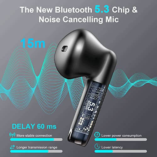 Wireless Earbuds, Bluetooth 5.4 Earbuds Stereo Bass, Bluetooth Headphones in Ear Noise Cancelling Mic, Earphones IP7 Waterproof Sports, 32H Playtime USB C Mini Charging Case Ear Buds for Android iOS - 8