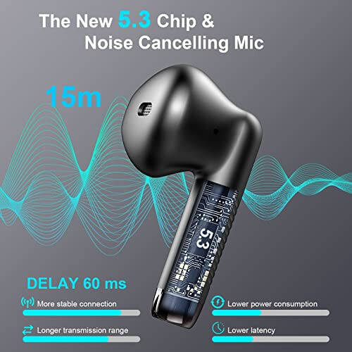 Wireless Earbuds, Bluetooth 5.4 Earbuds Stereo Bass, Bluetooth Headphones in Ear Noise Cancelling Mic, Earphones IP7 Waterproof Sports, 32H Playtime USB C Mini Charging Case Ear Buds for Android iOS - 2