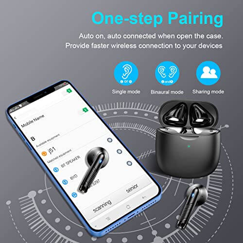 Wireless Earbuds, Bluetooth 5.4 Earbuds Stereo Bass, Bluetooth Headphones in Ear Noise Cancelling Mic, Earphones IP7 Waterproof Sports, 32H Playtime USB C Mini Charging Case Ear Buds for Android iOS - 5