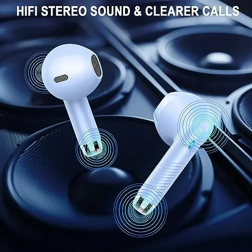 Kablosuz Kulaklıklar, Bluetooth 5.3 LED Güç Ekranlı Kulak İçi Kulaklıklar Bas Stereo, Gürültü Önleyici Mikrofonlu Bluetooth Kulaklıklar, 40 Saat Çalma Süresi Mini Kutu IP7 Su Geçirmez Android iOS için Spor Kulaklıkları - 6