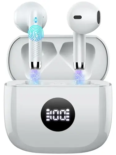 Wireless Earbuds, Bluetooth 5.4 Ear Buds LED Power Display Headphones Bass Stereo, Bluetooth Earbuds in-Ear Noise Cancelling Mic, 40H Playback Mini Case IP7 Waterproof Sports Earphones for Android iOS - 1