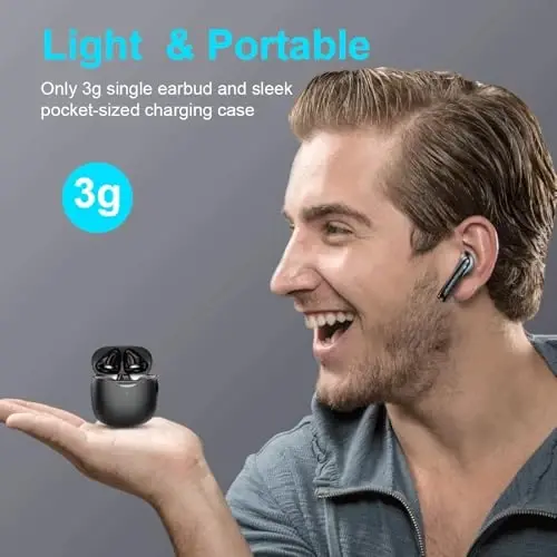 Wireless Earbuds, Bluetooth 5.4 Earbuds Stereo Bass, Bluetooth Headphones | in Ear Noise Cancelling Mic, Sports Earphones IP7 Waterproof, 32H Playtime USB C Mini Charging Case Ear Buds for Android iOS - 5