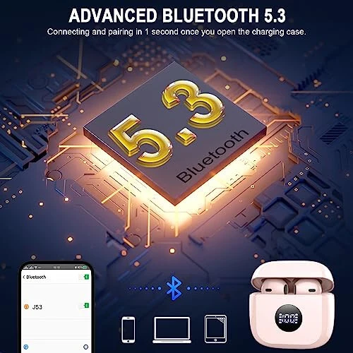 Wireless Earbuds, Bluetooth 5.4 Ear Buds LED Power Display Headphones Bass Stereo, Bluetooth Earbuds in-Ear Noise Cancelling Mic, 40H Playback Mini Case IP7 Waterproof Sports Earphones for Android iOS - 14