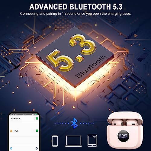 Wireless Earbuds, Bluetooth 5.4 Ear Buds LED Power Display Headphones Bass Stereo, Bluetooth Earbuds in-Ear Noise Cancelling Mic, 40H Playback Mini Case IP7 Waterproof Sports Earphones for Android iOS - 14