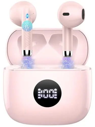 Kablosuz Kulaklıklar, Bluetooth 5.4 Kulaklıklar LED Güç Ekranı Kulaklıklar Bas Stereo, Bluetooth Kulaklıklar Kulak İçi Gürültü Önleyici Mikrofon, 40 Saat Oynatma Mini Kasa IP7 Su Geçirmez Spor Kulaklıklar Android iOS için - 1
