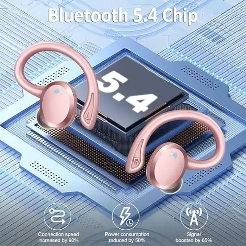 Wireless Earbuds Sport, 2025 Bluetooth 5.4 Headphones Bass Hi-Fi Stereo Over Ear Buds, 56Hrs Noise Cancelling Headset with Earhook, IP7 Waterproof Earphones Workout Running for Laptop Pad Android iOS - 3