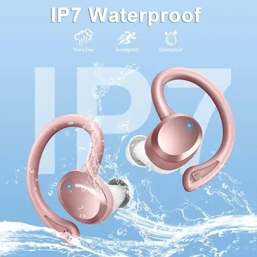 Wireless Earbuds Sport, 2025 Bluetooth 5.4 Headphones Bass Hi-Fi Stereo Over Ear Buds, 56Hrs Noise Cancelling Headset with Earhook, IP7 Waterproof Earphones Workout Running for Laptop Pad Android iOS - 6