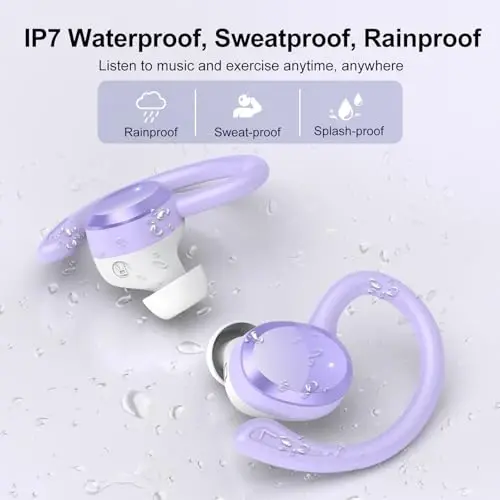 Wireless Earbuds, Bluetooth Earbuds, Bluetooth 5.4 Headphones 68hrs Playtime Sport Earphones with LED Display ENC Noise Cancelling Mic, IPX7 Waterproof Over Ear Ear Buds with Hook for Gym/Workout - 6