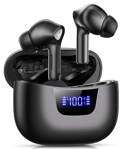 Wireless Earbuds Bluetooth V5.3 Headphones 50H Playback Deep Bass Stereo Ear Buds with LED Power Display Charging Case IPX7 Waterproof Earphones with Mic Headset for Laptop Pad Android/iOS Phones - 1