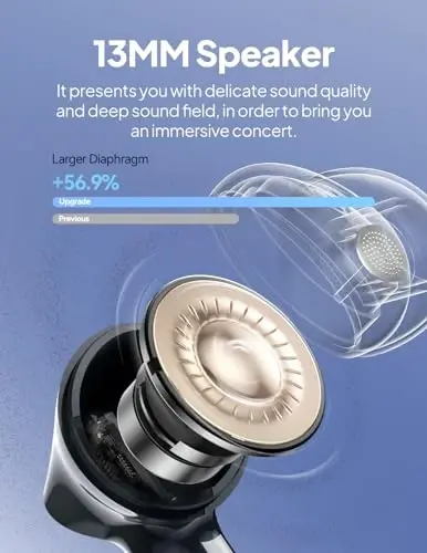 Wireless Earbuds Bluetooth V5.3 Headphones 50H Playback Deep Bass Stereo Ear Buds with LED Power Display Charging Case IPX7 Waterproof Earphones with Mic Headset for Laptop Pad Android/iOS Phones - 2