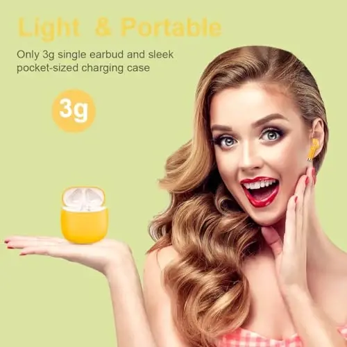 Wireless Earbuds, Bluetooth 5.4 Headphones in Ear with Noise Cancelling Mic | Bluetooth Earbuds Stereo Bass, IP7 Waterproof Sports Earphones, 32H Playtime USB C Charging Ear Buds Yellow for Android iOS - 10