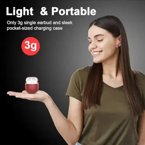 Wireless Earbuds, Bluetooth 5.4 Headphones in Ear with Noise Cancelling Mic, Bluetooth Earbuds Stereo Bass, IP7 Waterproof Sports Earphones, 32H Playtime USB C Charging Ear Buds Red for Android iOS - 4