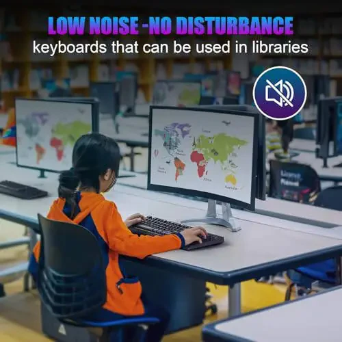 Wireless Gaming Keyboard, RGB & Single-Color Backlit, Full-Size Waterproof Computer Keyboard, Silent Keys, Wrist Rest, Sleep Mode, Rechargeable 2.4G Wireless Keyboardfor Windows, Mac, PC, Laptop - 5