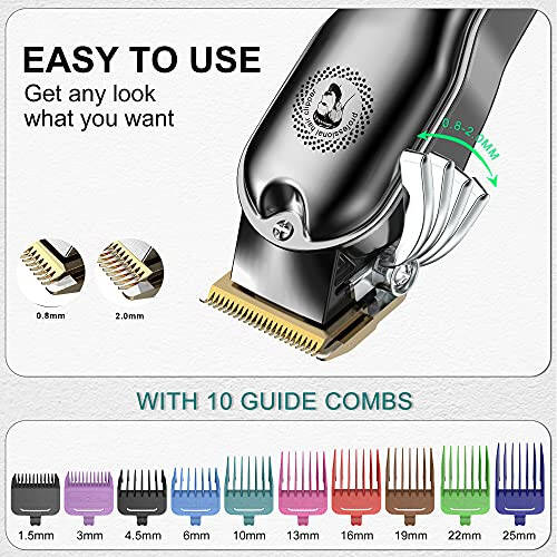 Hatteker Hair Clipper Cordless Barber Clipper T-Blade Beard & Nose Trimmer Grooming Kit Professional IPX7 Waterproof - 5